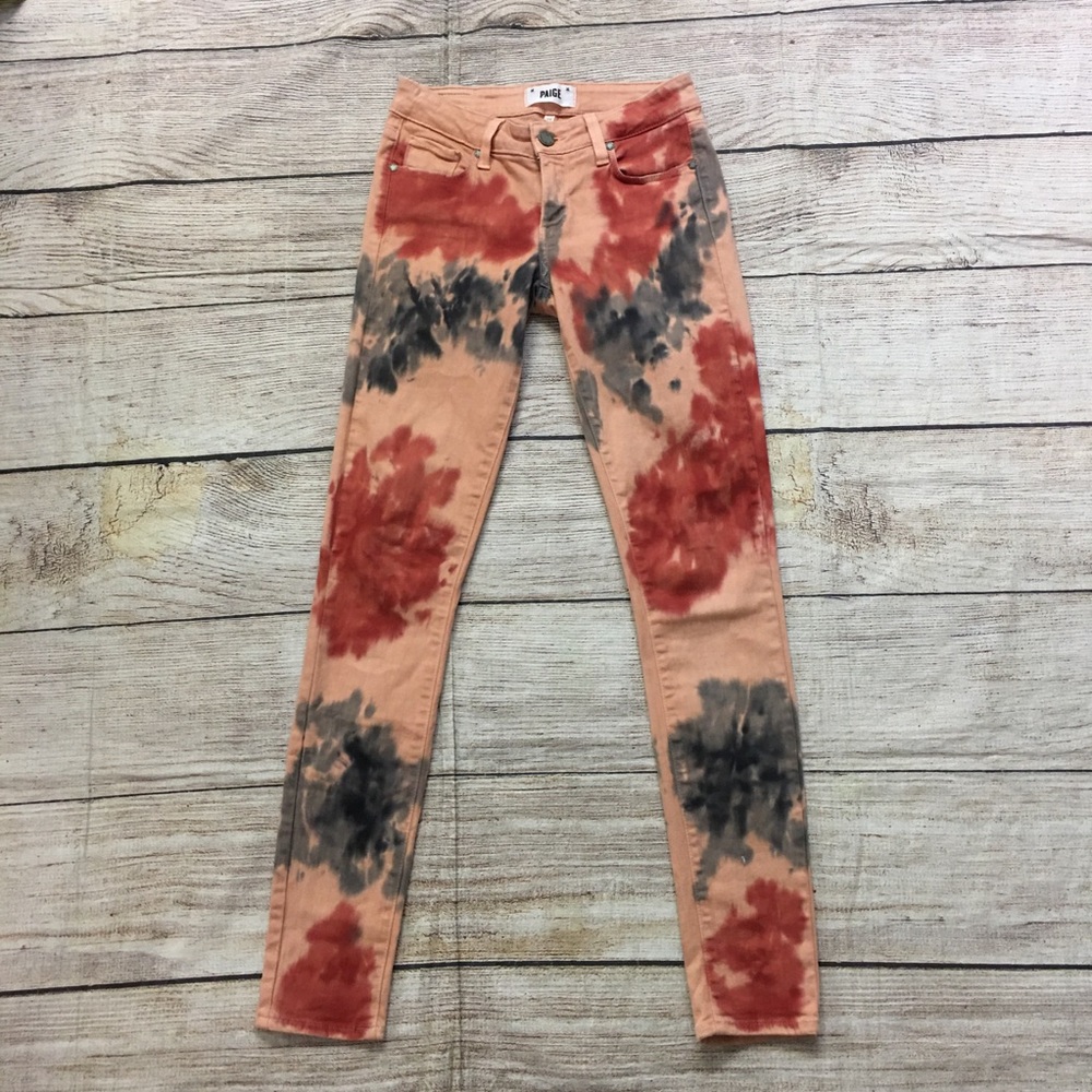 😍Paige Verdugo Orange and Gray Ultra Tie Dye Skinny Jeans Size 25 XS